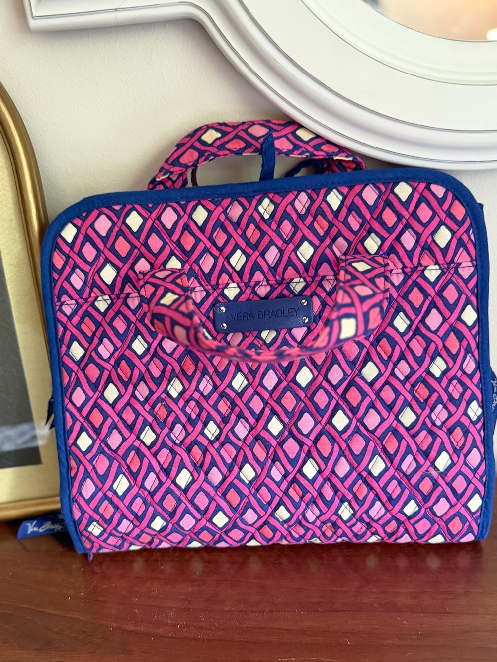 Vera Bradley Katarina Pink Diamonds Travel Cosmetic Organizer